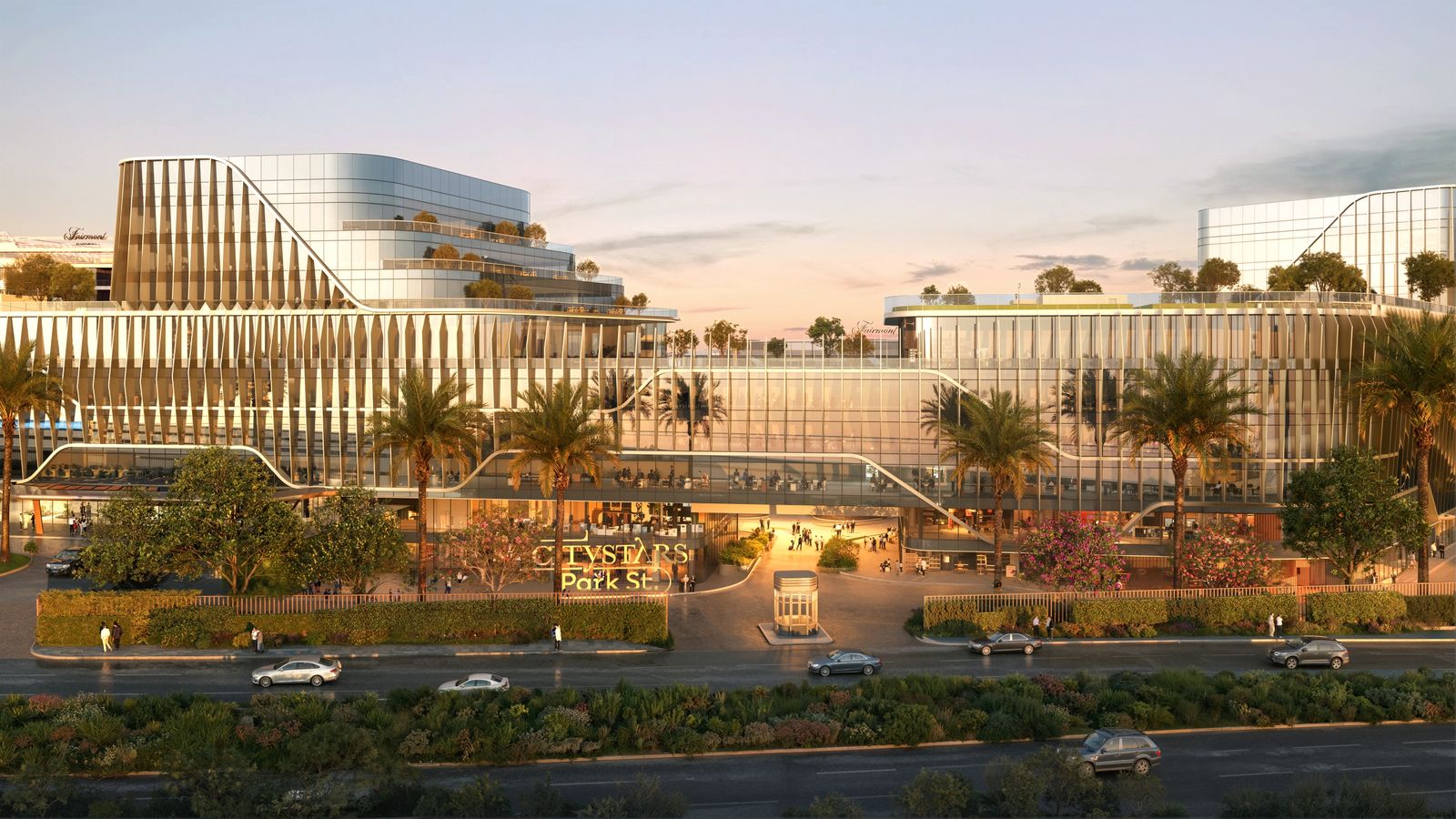 City Stars Park St. plaza at sunset